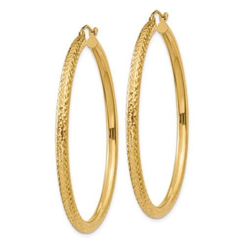 Leslie's10k Diamond-Cut Round Hoopearrings